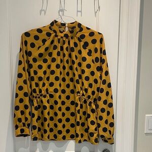 Zara Mustard and Black Polka Dot Blouse🛒